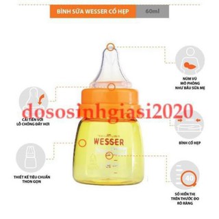 Combo 3 bình sữa Wesser cổ hẹp 60ml - 140ml - 250ml