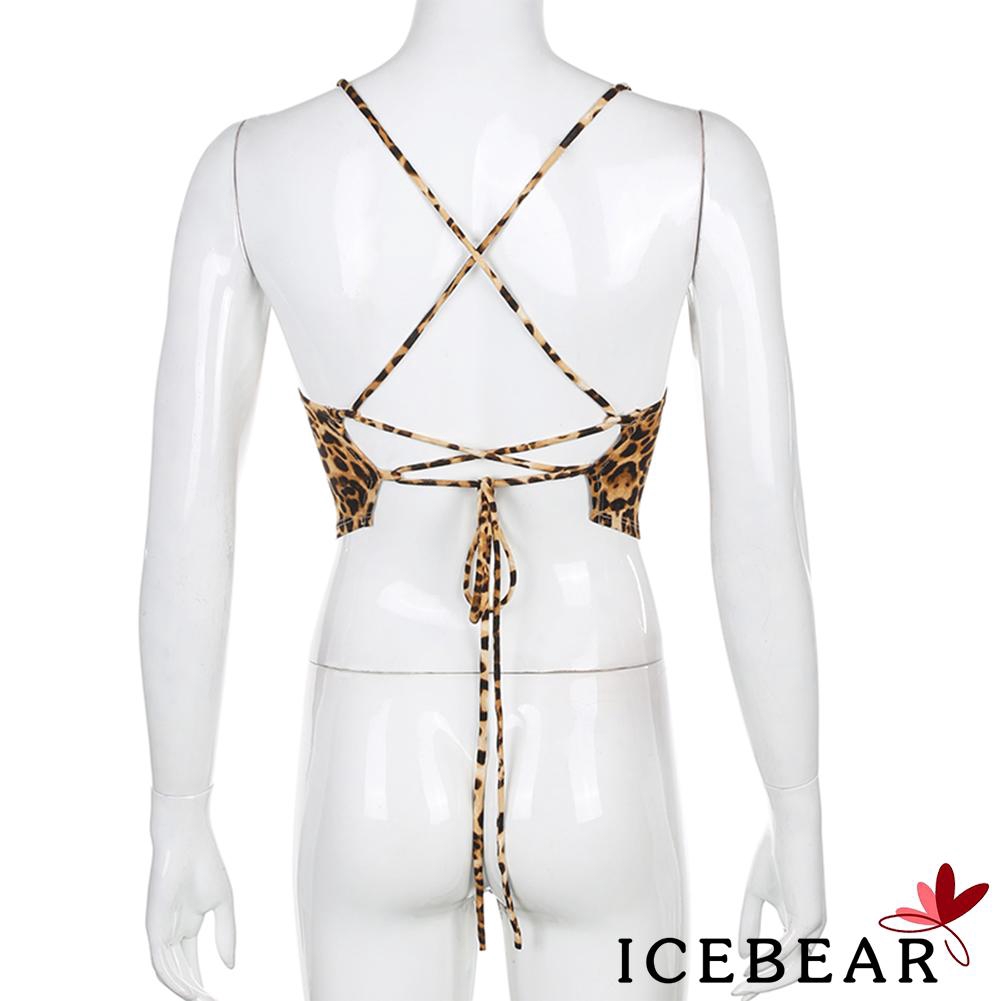 Áo Hai Dây Hở Lưng Họa Tiết Da Báo Quyến Rũ Cho Nữ