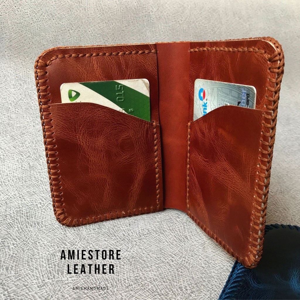 [ Uy Tín ] Ví Da Nam Đứng - Da Bò Thật - Amiestore Leather