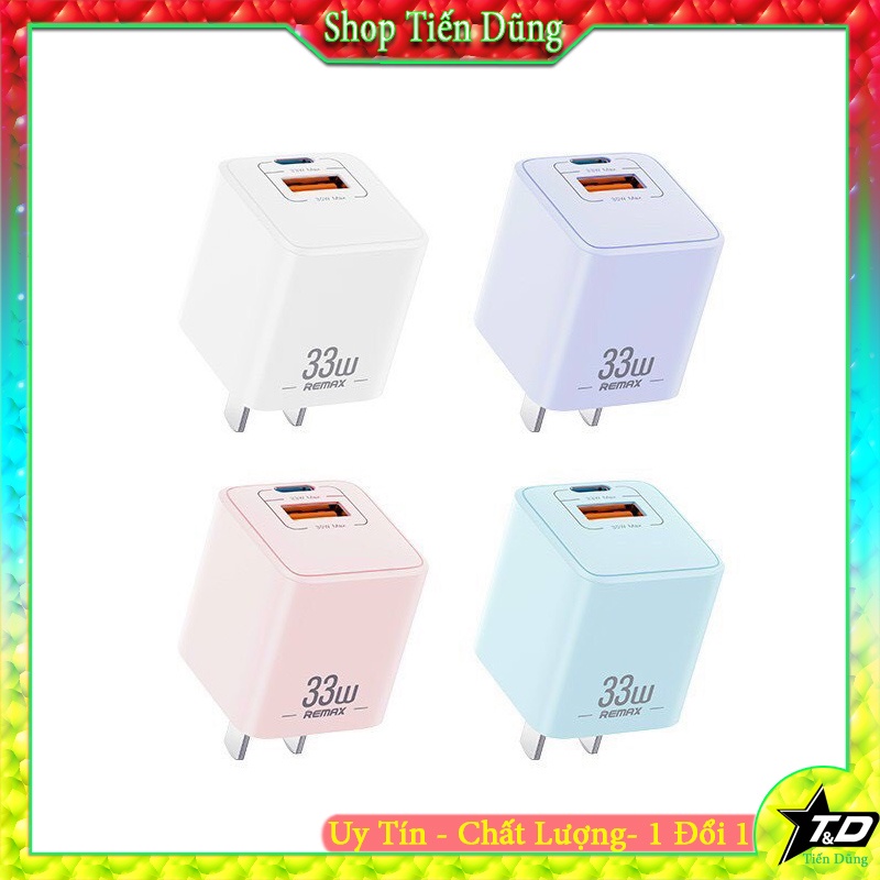 Củ Sạc Nhanh Gan REMAX RP-U26 Siêu Nhỏ Gọn Sạc Nhanh Cổng Kép GaN PD 33W + QC 3.0 Có Các Màu Lựa Chọn, Bảo Hành 06 tháng