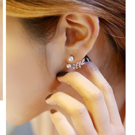 Bông Tai Mạ Bạc 925 Hình Chiếc Lá / Trái Tim Xinh Xắn
