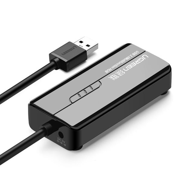 Bộ chuyển USB to LAN và Hub USB 2.0 - Hỗ Trợ Mi Box có nguồn phụ chính hãng Ugreen 20264