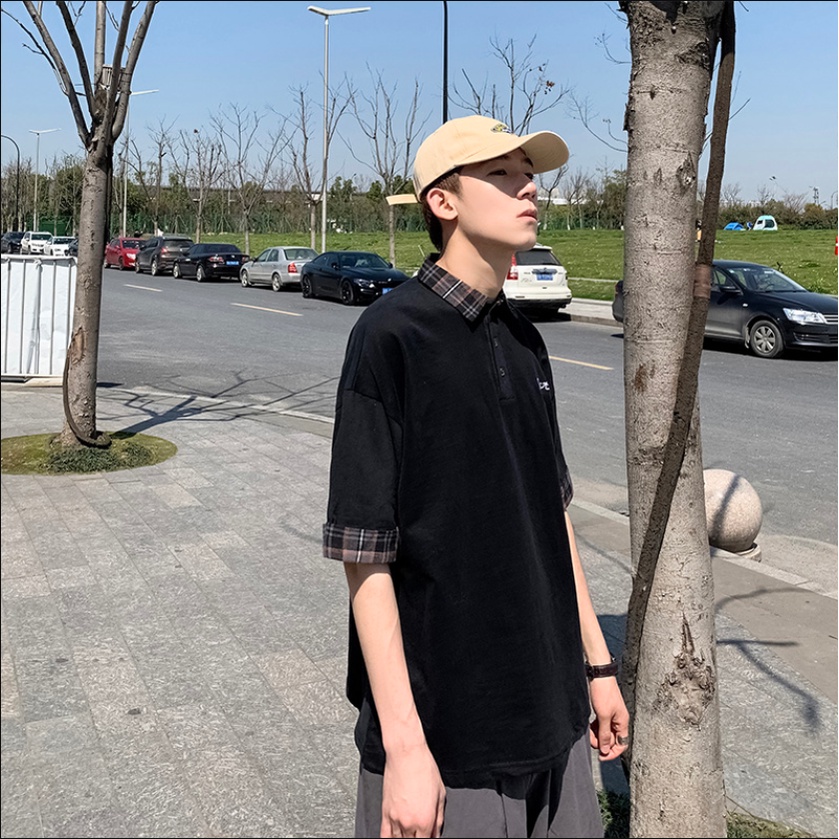 áo polo nam tiếng Nhật áo thun nam có cổ lụa phong cách Hàn Quốc áo phông polo nam form rộng áo thun tay lỡ cổ bông áo polo nam đẹp