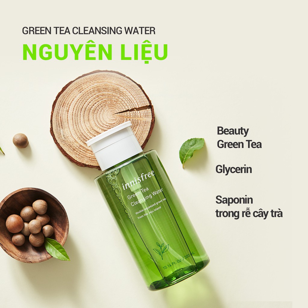 [Mã FMCGMALL giảm 8% đơn từ 250K] Nước tẩy trang trà xanh innisfree Green Tea Cleansing Water 300ml