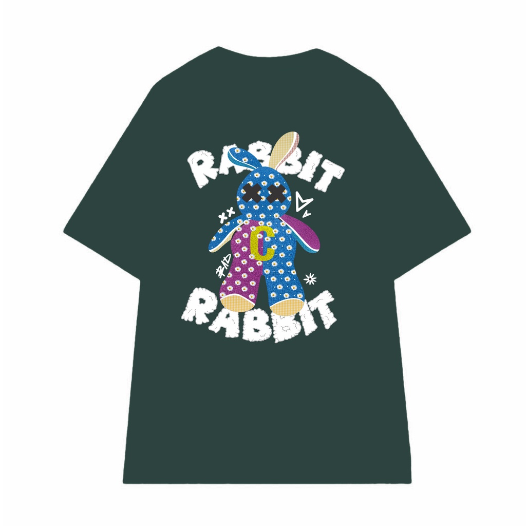 Áo thun unisex nam nữ RABBIT form rộng 10 màu áo vải mát FPLUS FP122