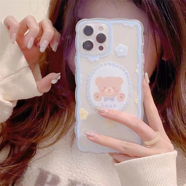 Ốp Điện Thoại TPU Silicon Mềm Trong Suốt Hình Gấu Dễ Thương Cho IPhone 12 13 SE 6 6S 7 8 Plus X XS XR 11 Pro Max