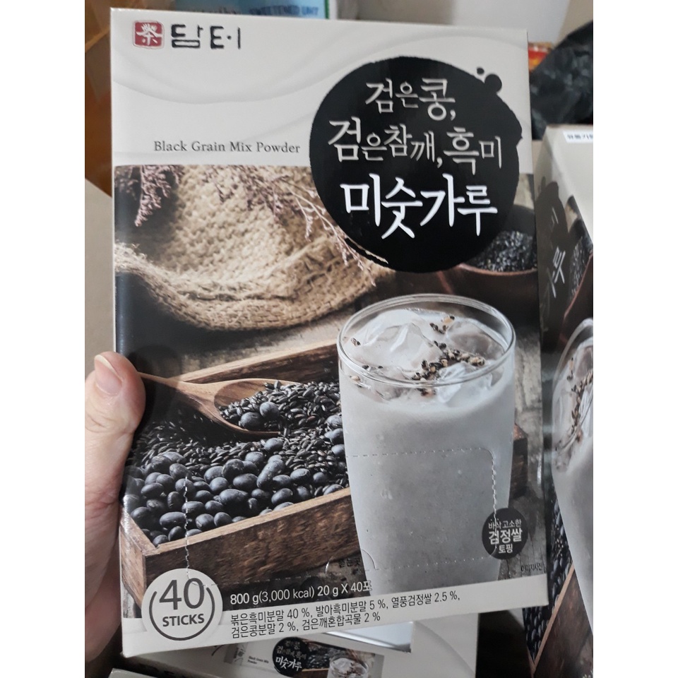 HỘP 40 GÓI BỘT NGŨ CỐC MÈ ĐEN ĐẬU ĐEN GẠO ĐEN BLACK GRAIN MIX POWDER DAMTUH  HÀN QUỐC