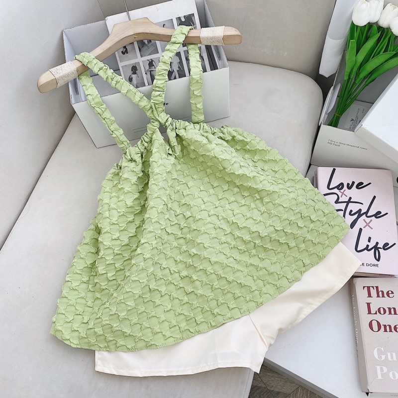 ❤️Set áo xốp yếm + short trắng❤️❤️