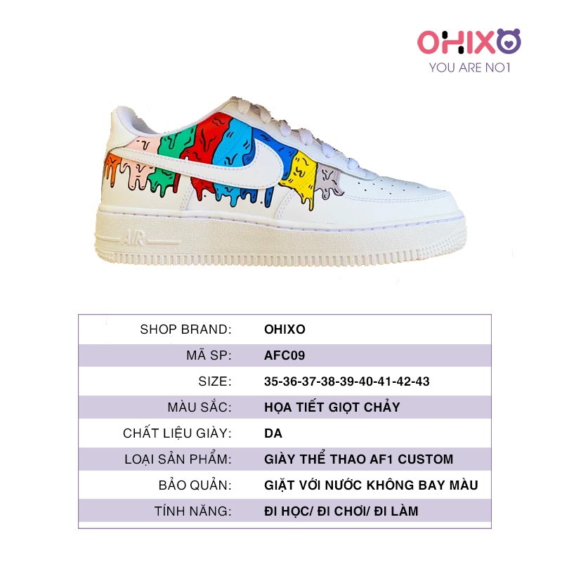 Giày Thể Thao Nữ AF1 Custom Sneaker Hàn Quốc Chất Đẹp Đế Bằng OHIXO AFC01