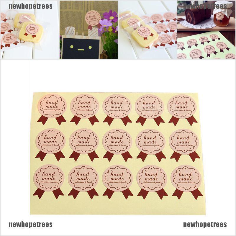 Bộ 1 miếng dán trang trí túi bánh quy/đồ thủ công in chữ Handmade