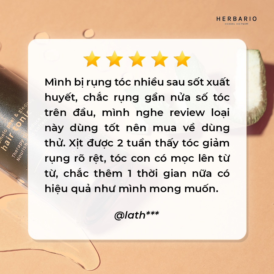 Bộ Serum mọc tóc 30ml + Nước dưỡng tóc 100ml vỏ bưởi và bồ kết herbario, kích thích mọc tóc chuyên sâu