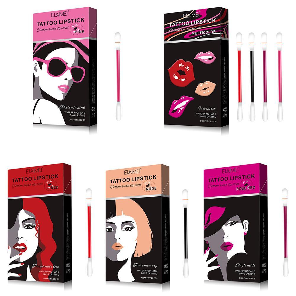 Hộp 20 Tăm Bông Son Môi J4G5 Hình Điếu Thuốc