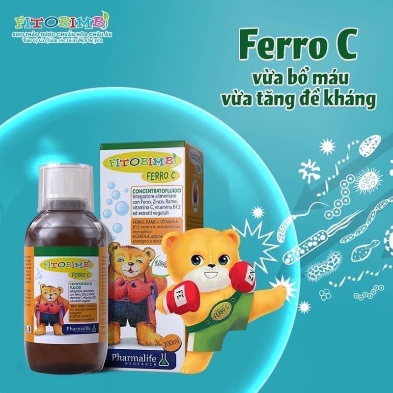 Fitobimbi Ferro C Bổ Sung Sắt, Kẽm, Vitamin C Tăng Đề Kháng, Bổ Máu Cho Bé
