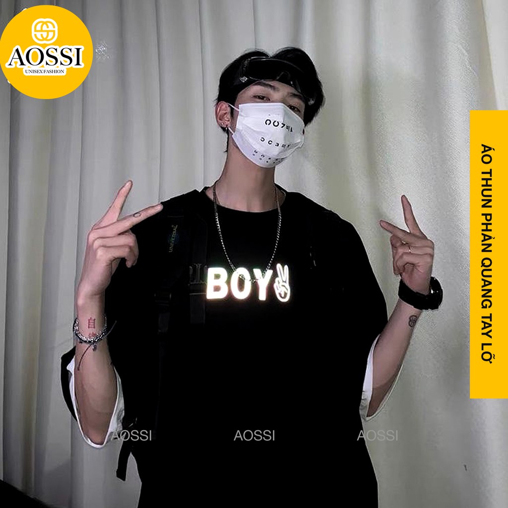 Áo thun Tay lỡ Unisex phản quang AOSSI áo phông form rộng - BOY & GIRL | BigBuy360 - bigbuy360.vn