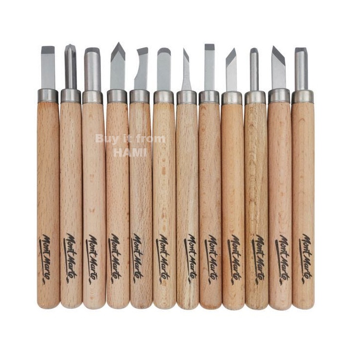 Dao chạm khắc gỗ cao cấp Mont Marte Bộ 12 chiếc