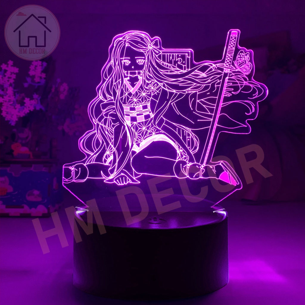 Đèn led anime 3D nhân vật Demon Slayer Thanh gươm diệt quỷ Tanjiro Nezuko Shinobu bàn học trang trí phòng ngủ HM Decor