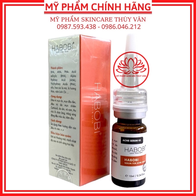 Serum 03 Giảm Mụn Kiềm Dầu Trắng Da Sẽ Khít Lỗ Chân Lông Chính Hãng HABOBI 10ml