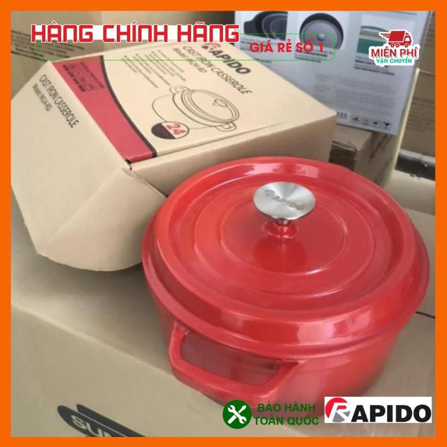 Nồi gang đúc tráng men Rapido 20cm, Nồi gang Rapido, kích cỡ 20cm dùng cho tất cả các loại bếp.