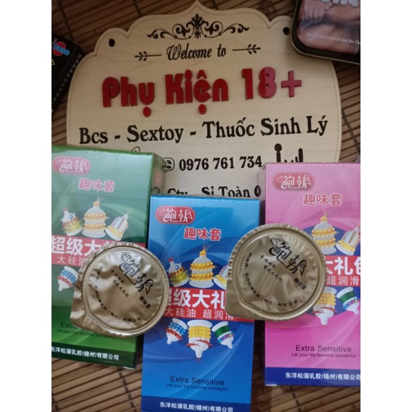 Bao cao su đôn gân gai vòng bi lớn Extra Sensitive kéo dài Hộp 6 cái 6