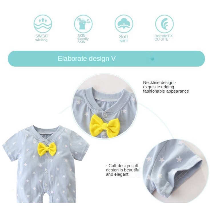 Bộ áo liền quần tay ngắn in hoạt hình dễ thương cho bé sơ sinh