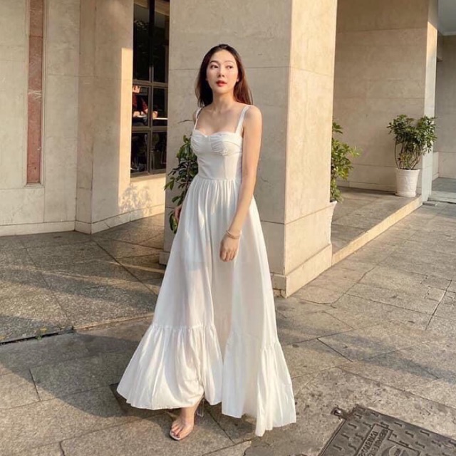 Đầm maxi trắng ❤️FREESHIP❤️ Đầm maxi đi biển