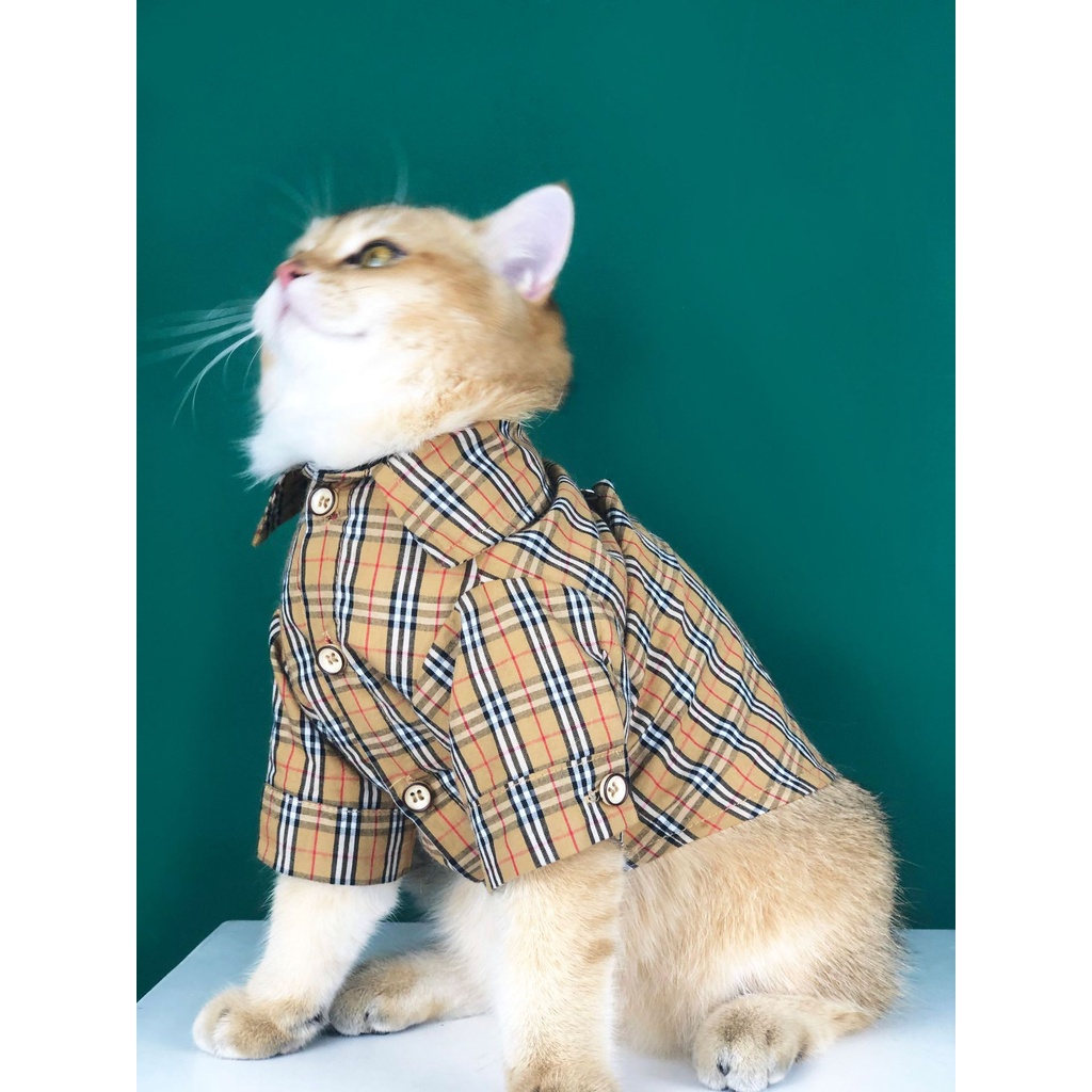 Áo Sơ Mi Họa Tiết Kẻ Ca Rô Xinh Xắn Cho Thú Cưng