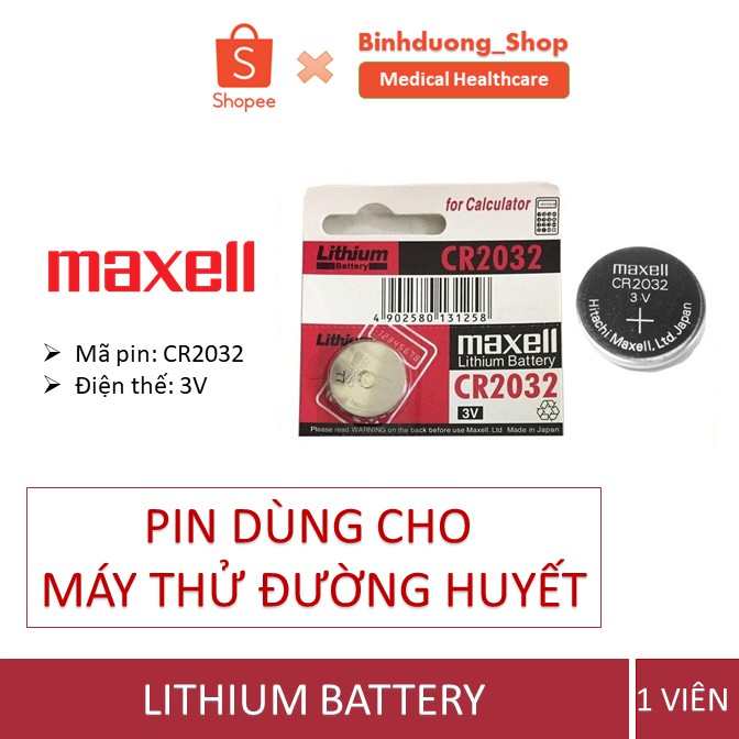 Pin máy đo đường huyết Maxell CR2032 (1 viên)