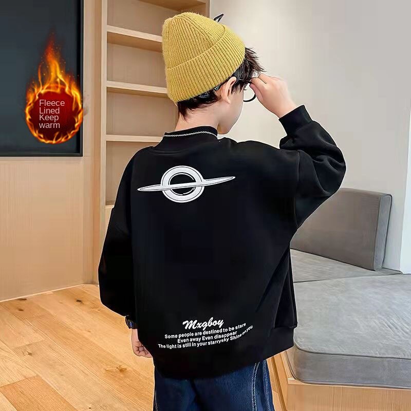 Áo thun tay dài cổ cao lót nhung giữ ấm thời trang thu đông dành cho bé trai