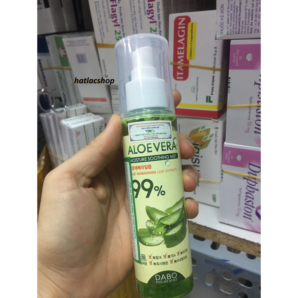 Xịt khoáng 99% lô hội AloeVera Dabo