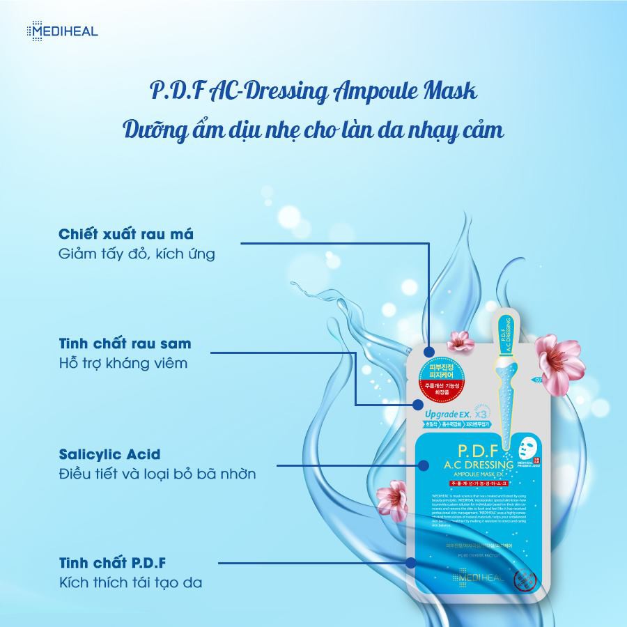 Mặt Nạ Mediheal PDF Làm Dịu Da Giảm Kích Ứng Cho Da Mụn Mediheal P.D.F AC Dressing Ampoule Mask EX 25ml