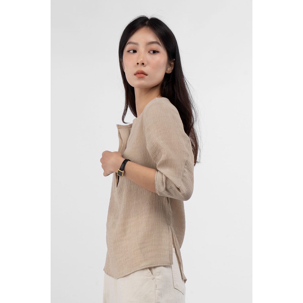 Áo Kiểu Nữ Tay Dài Trơn Nẹp Nút Ẩn Form Fitted - Routine 10F21SHLW003