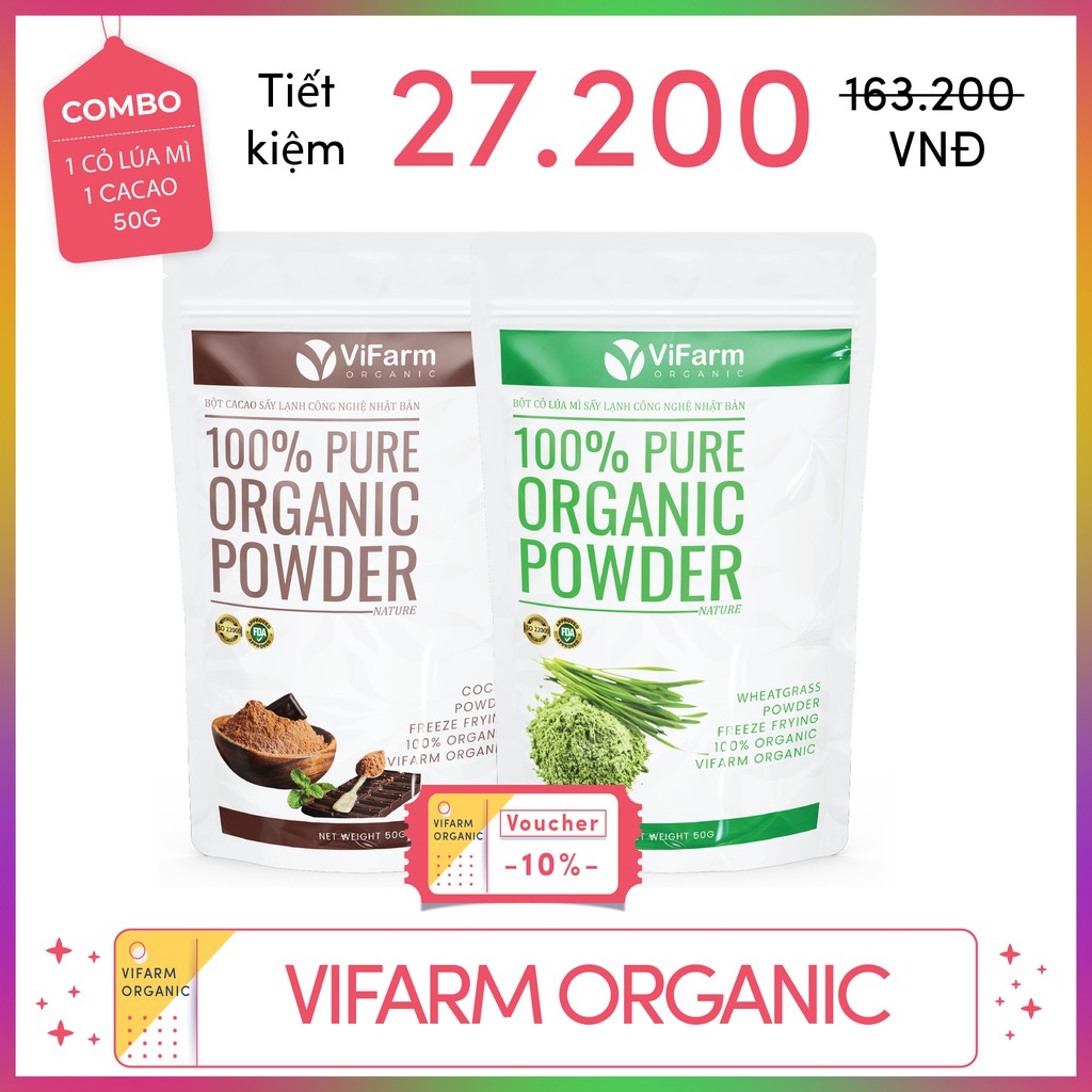 Bột Cỏ Lúa Mì Nguyên Chất 100% ViFarm 50Gram