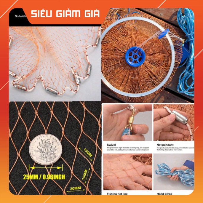 [Combo] [Combo] Chài Cá Đĩa Rút Thái Lan Dù Cước  [Giá rẻ] [Giá rẻ]