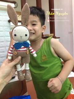 Thỏ len móc bằng len jean nhập khẩu