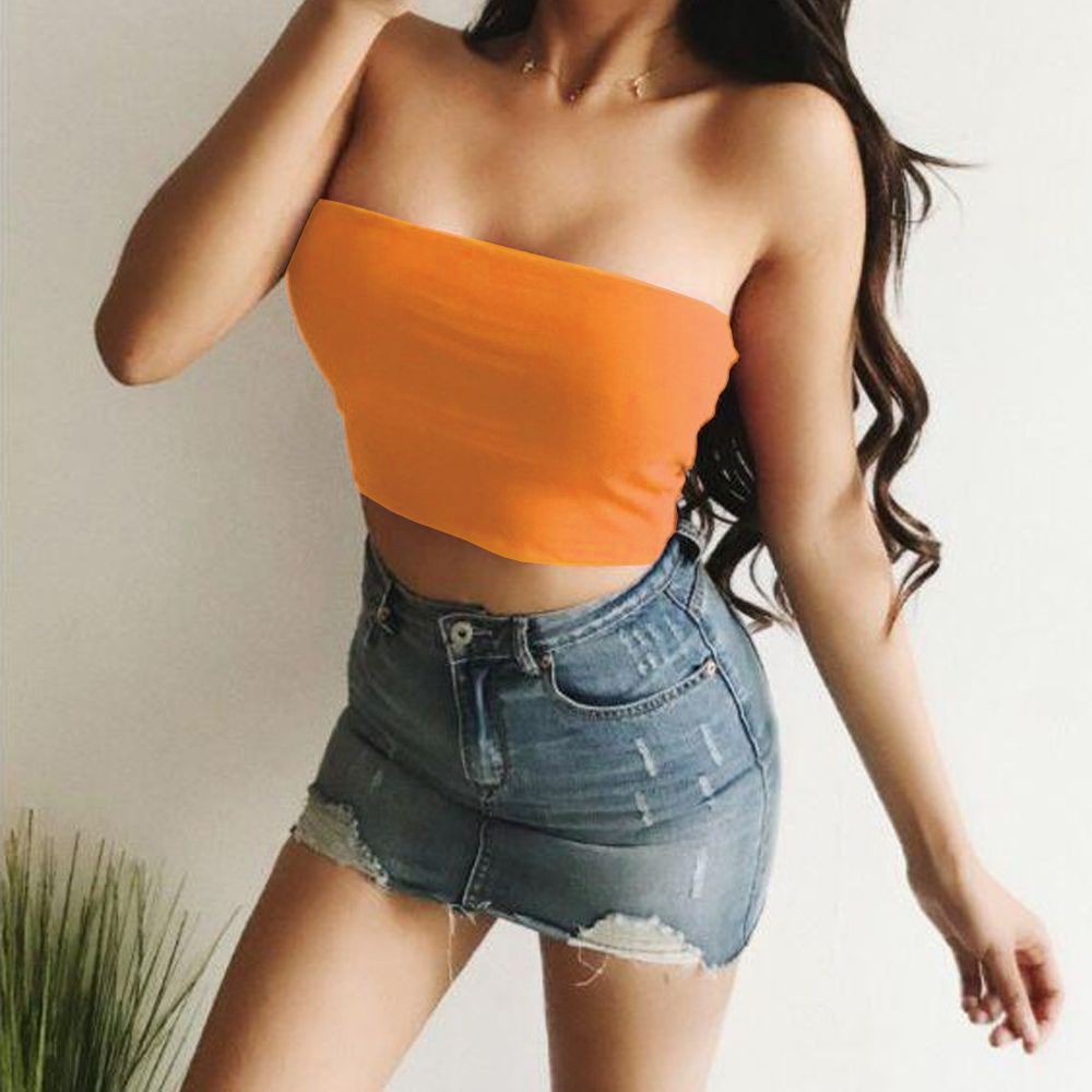 Áo Croptop Cúp Ngực Màu Sắc Quyến Rũ Cho Nữ