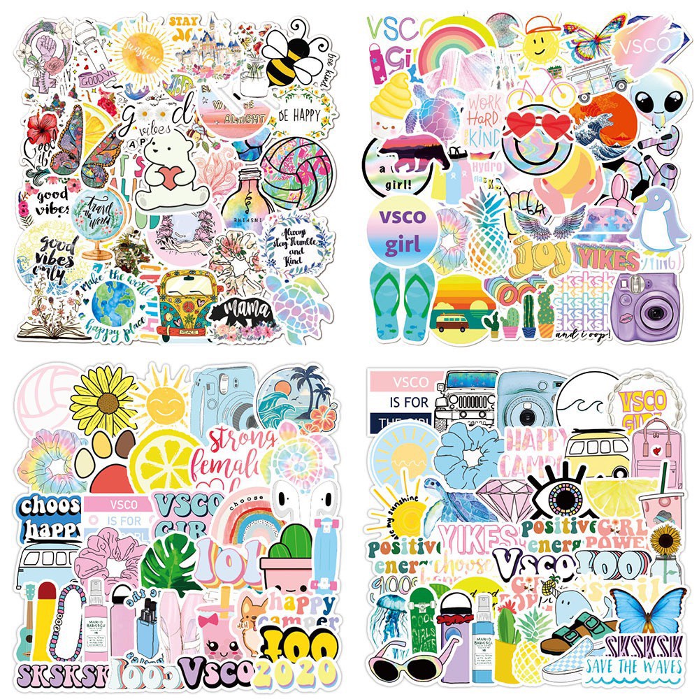 Set 50 sticker dán nón bảo hiểm , dán điện thoại chống thấm nước