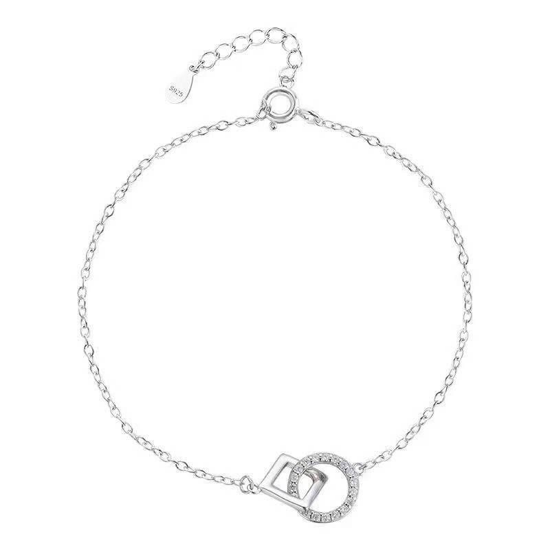 Vòng Đeo Tay Khóa Tròn Đính Kim Cương Đơn Giản Thời Trang Phong Cách Hàn Quốc