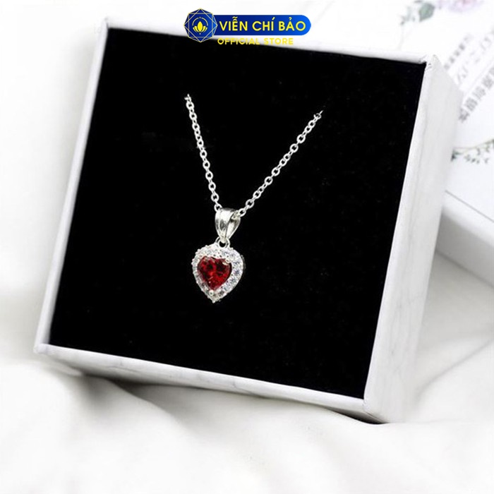 Dây chuyền bạc nữ hình Trái Tim đính đá chất liệu bạc 925 thời trang phụ kiện trang sức Viễn Chí Bảo D400725