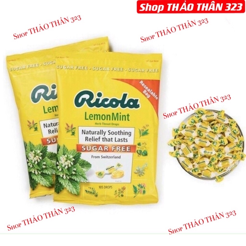 {Date T6/2024}-Kẹo Ngậm Ricola - Kẹo Ngậm Ho Thụy Sĩ Không Đường 105 Viên