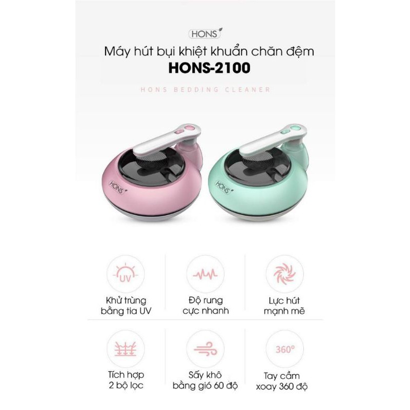 HONS 2100♥️ MÁY HÚT BỤI CHĂN NỆM♥️ TIA UV DIỆT KHUẨN♥️ Hàng Chính Hãng - BH 12 Tháng