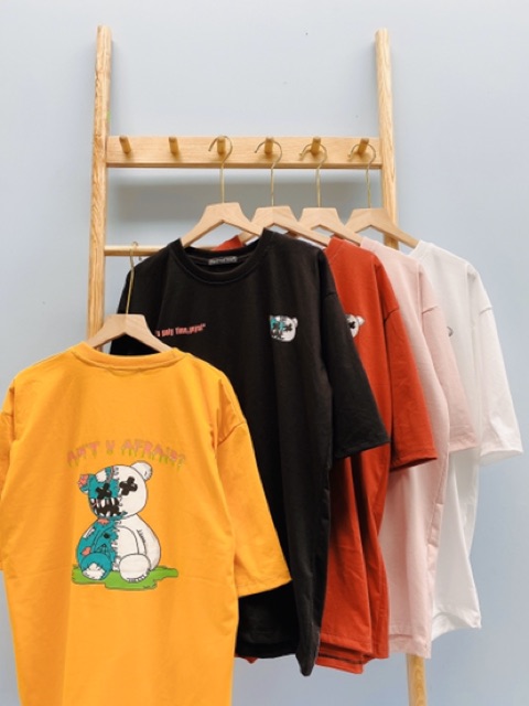 🍑 ÁO THUN TAY LỠ FORM RỘNG FREESIZE 75Kg in GẤU BEAR 2 MẶT 🐻 | BigBuy360 - bigbuy360.vn