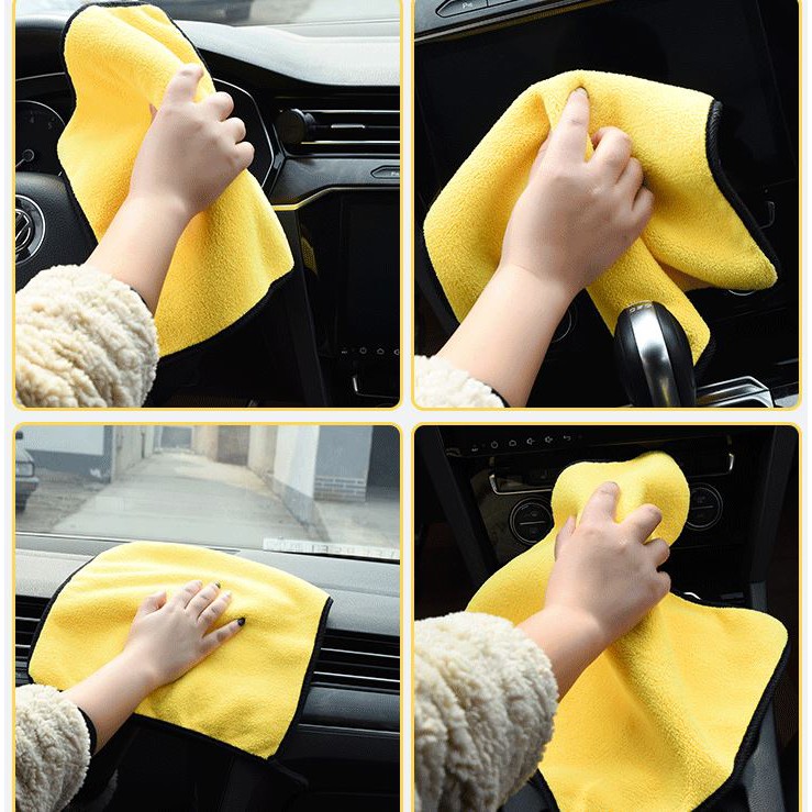 Khăn Lau Xe Ô Tô Loại To 40x30CM Microfiber Chuyên Dùng Cho Xe Ô Tô Xe Tải Đa Năng Siêu Thấm, Siêu Dày - Size Cỡ Đại