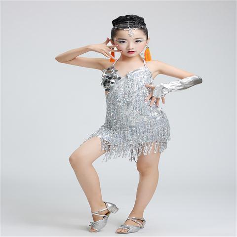 Trang Phục Khiêu Vũ Latin Đính Kim Sa Dành Cho Bé Gái