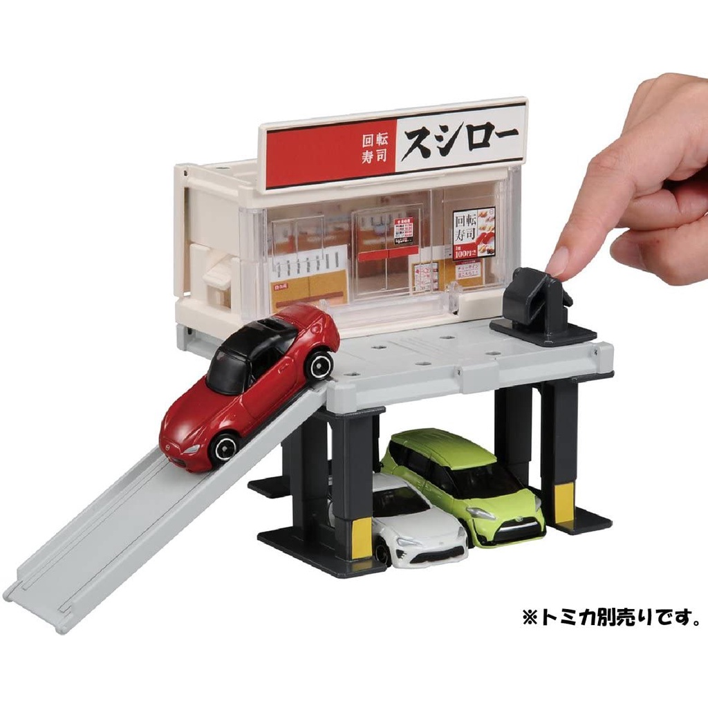 Đồ chơi mô hình Trạm Tomica Build City Sushiro - Có dốc đi xuống cho xe hơi Tomica