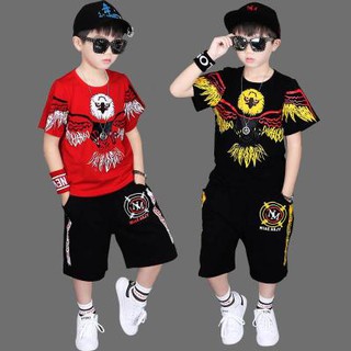 Bộ quần áo trẻ em 6-10 tuổi in hình đại bàng siêu ngầu cho bé trai 18-28kg