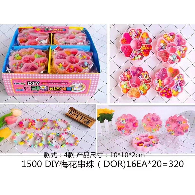 Set Phụ Kiện Xỏ Lỗ Làm Vòng Tay Đồ Công Cho Bé Gái