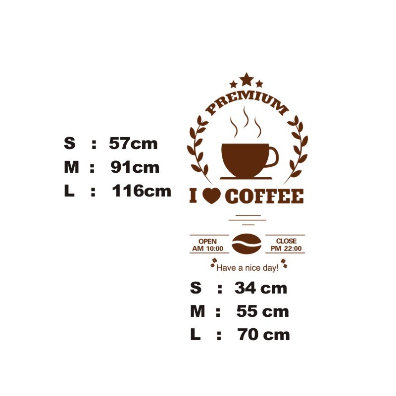 Đề Can Vinyl Nghệ Thuật Dán Tường / Kính Cửa Hàng Cà Phê / Trà Sữa Trang Trí Quán Cà Phê