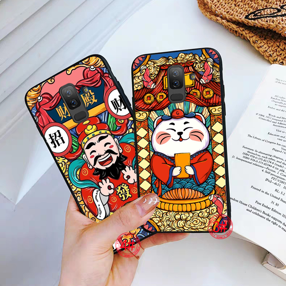 Ốp điện thoại mềm in hình vẽ Mèo Tài Lộc/Thần Tài 28Q dành cho Samsung A3 A5 A6 Plus 2018 A8 A9
