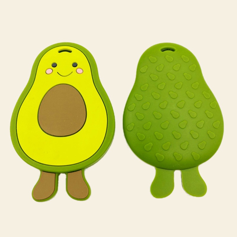 Đồ Chơi Gặm Nướu Bằng Hạt Silicon Không BPA Hình Quả Bơ Hoạt Hình Dành Cho Bé Sơ Sinh