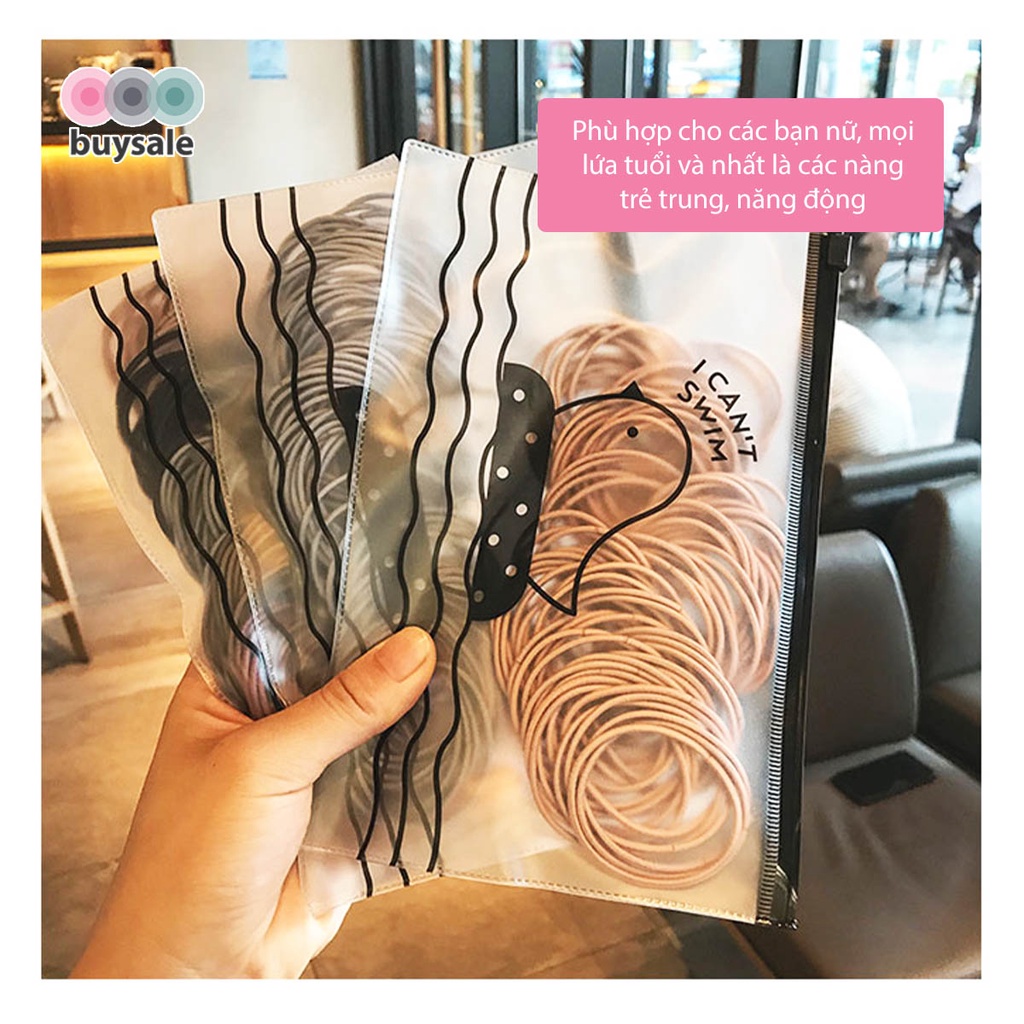 1 túi zip = 100 cái thun buộc tóc mix màu ngẫu nhiên màu sắc đơn giản dùng cho phái đẹp, bé gái - Buysales - BSPK258